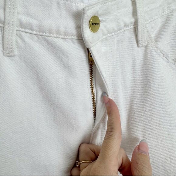 FRAME | NEW Le Garçon White Distressed Denim Jeans Women’s Size 26 - Picture 7 of 12